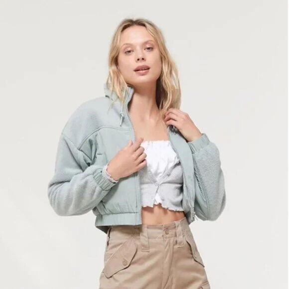 UO Jessica Mixed Media Cropped Jacket - Picture 1 of 10